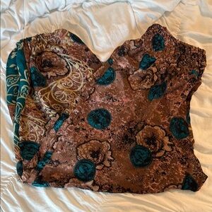 Earthbound Boho Wrap Pants | Gold & Brown Smocked Wide Leg | XL